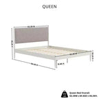 Letto a piattaforma imbottito in legno di gomma – Bianco crema, Queen