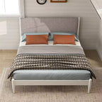 Letto a piattaforma imbottito in legno di gomma – Bianco crema, Queen