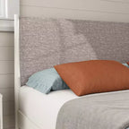 Letto a piattaforma imbottito in legno di gomma – Bianco crema, Queen