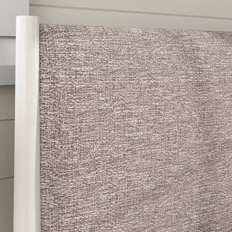 Letto a piattaforma imbottito in legno di gomma – Bianco crema, Queen