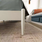 Letto a piattaforma imbottito in legno di gomma – Bianco crema, Queen