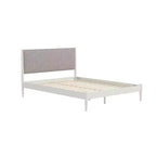 Letto a piattaforma imbottito in legno di gomma – Bianco crema, Queen