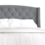 Letto a piattaforma imbottito con alette, in velluto, con cassetti contenitori