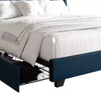 Letto a piattaforma imbottito con alette, in velluto, con cassetti contenitori