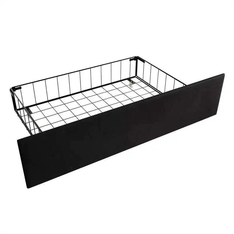 Letto a piattaforma imbottito con alette, in velluto, con cassetti contenitori