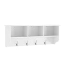 Appendiabiti da Parete con 4 Ganci Doppi e Mensola in Legno – Bianco