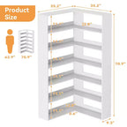 GustoWave Scaffale angolare, Libreria angolare alta in legno a 6 ripiani con deflettori, Libreria aperta a L con ripiani espositivi, Scaffale per librerie