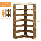 GustoWave Scaffale angolare, Libreria angolare alta in legno a 6 ripiani con deflettori, Libreria aperta a L con ripiani espositivi, Scaffale per librerie
