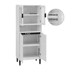 MAYEERTY Libreria Alta con Ante in Vetro Temperato e Ripiani Regolabili, Mobile in MDF Laccato Nero a 4 Ante per Soggiorno/Camera da Letto