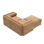 Elegante divano a 2 posti in ciniglia bianca con contenitore pouf, schienale e braccioli cilindrici