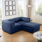 Elegante divano a 2 posti in ciniglia bianca con contenitore pouf, schienale e braccioli cilindrici
