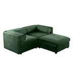 Elegante divano a 2 posti in ciniglia bianca con contenitore pouf, schienale e braccioli cilindrici