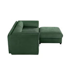 Elegante divano a 2 posti in ciniglia bianca con contenitore pouf, schienale e braccioli cilindrici