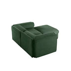 Elegante divano a 2 posti in ciniglia bianca con contenitore pouf, schienale e braccioli cilindrici