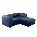 Elegante divano a 2 posti in ciniglia bianca con contenitore pouf, schienale e braccioli cilindrici
