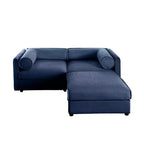 Elegante divano a 2 posti in ciniglia bianca con contenitore pouf, schienale e braccioli cilindrici