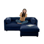 Elegante divano a 2 posti in ciniglia bianca con contenitore pouf, schienale e braccioli cilindrici