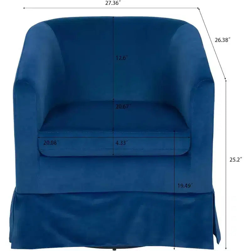 Poltroncina girevole a 360° con struttura in legno – Blu