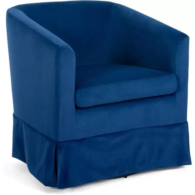 Poltroncina girevole a 360° con struttura in legno – Blu