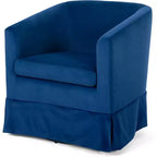 Poltroncina girevole a 360° con struttura in legno – Blu
