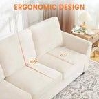 Acekool 83 Moderno Divano a 3 Posti, Divano in ciniglia con Seduta Profonda e Fodere Lavabili Rimovibili, Divano Cloud Oversize per Soggiorno, Beige