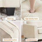Acekool 83 Moderno Divano a 3 Posti, Divano in ciniglia con Seduta Profonda e Fodere Lavabili Rimovibili, Divano Cloud Oversize per Soggiorno, Beige