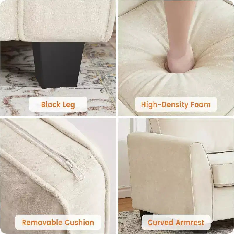 Acekool 83 Moderno Divano a 3 Posti, Divano in ciniglia con Seduta Profonda e Fodere Lavabili Rimovibili, Divano Cloud Oversize per Soggiorno, Beige