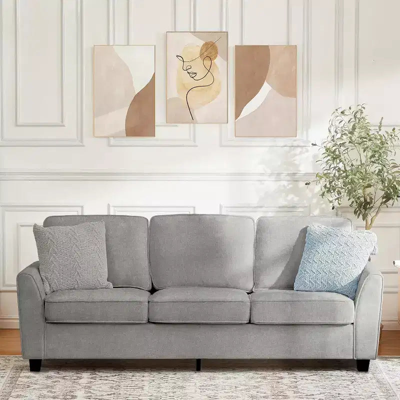 Acekool 83 Moderno Divano a 3 Posti, Divano in ciniglia con Seduta Profonda e Fodere Lavabili Rimovibili, Divano Cloud Oversize per Soggiorno, Beige