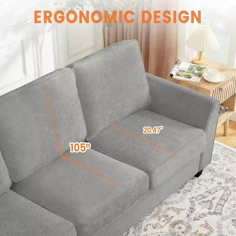 Acekool 83 Moderno Divano a 3 Posti, Divano in ciniglia con Seduta Profonda e Fodere Lavabili Rimovibili, Divano Cloud Oversize per Soggiorno, Beige