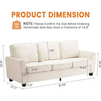 Acekool 83 Moderno Divano a 3 Posti, Divano in ciniglia con Seduta Profonda e Fodere Lavabili Rimovibili, Divano Cloud Oversize per Soggiorno, Beige