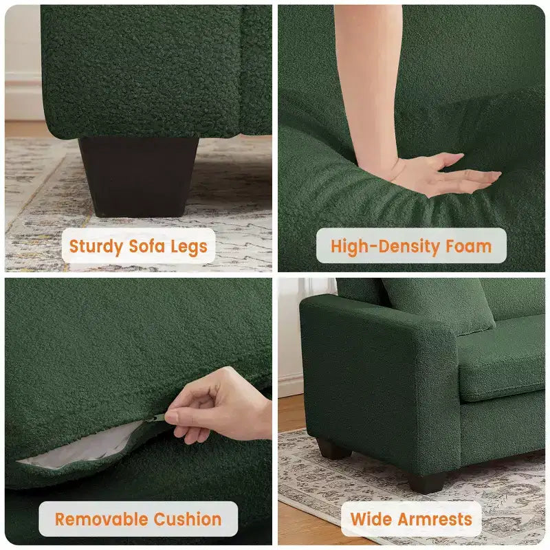 Divano a 3 posti profondo 83" con braccioli larghi e rivestimento lavabile