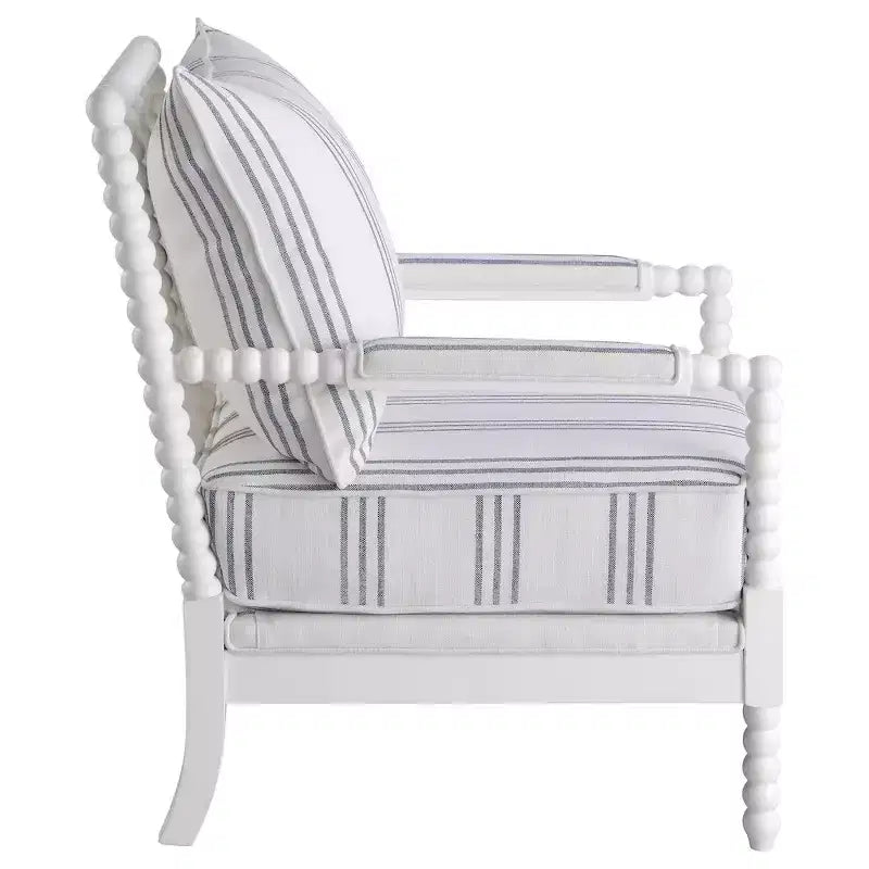 Poltroncina imbottita Bobbin a righe bianche e blu nautico