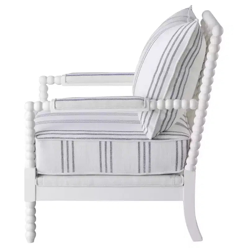 Poltroncina imbottita Bobbin a righe bianche e blu nautico