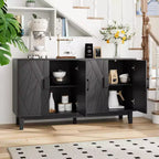 CLIHOME Credenza in stile moderno, mobile contenitore laterale, credenza moderna medievale multifunzionale, nero
