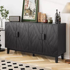 CLIHOME Credenza in stile moderno, mobile contenitore laterale, credenza moderna medievale multifunzionale, nero