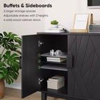 CLIHOME Credenza in stile moderno, mobile contenitore laterale, credenza moderna medievale multifunzionale, nero