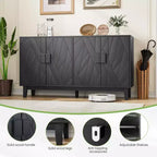 CLIHOME Credenza in stile moderno, mobile contenitore laterale, credenza moderna medievale multifunzionale, nero
