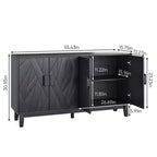 CLIHOME Credenza in stile moderno, mobile contenitore laterale, credenza moderna medievale multifunzionale, nero