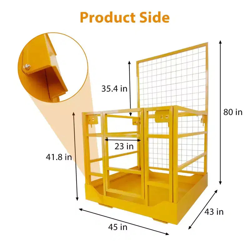 TROPOW Gabbia di sicurezza per carrello elevatore, cesto uomo per impieghi gravosi 43x45 pollici con imbracatura - Carico di 1300 libbre per 2 persone