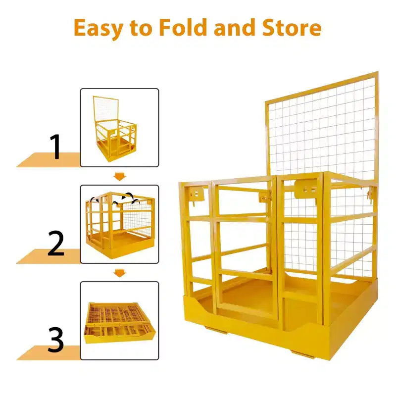 TROPOW Gabbia di sicurezza per carrello elevatore, cesto uomo per impieghi gravosi 43x45 pollici con imbracatura - Carico di 1300 libbre per 2 persone