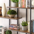 Espositore portavasi in metallo a 5 ripiani TROPOW, libreria e scaffale contenitore, per interni, soggiorno, terrazza, giardino, balcone. Marrone rustico.
