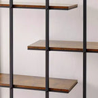 Espositore portavasi in metallo a 5 ripiani TROPOW, libreria e scaffale contenitore, per interni, soggiorno, terrazza, giardino, balcone. Marrone rustico.