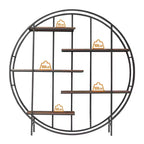 Espositore portavasi in metallo a 5 ripiani TROPOW, libreria e scaffale contenitore, per interni, soggiorno, terrazza, giardino, balcone. Marrone rustico.