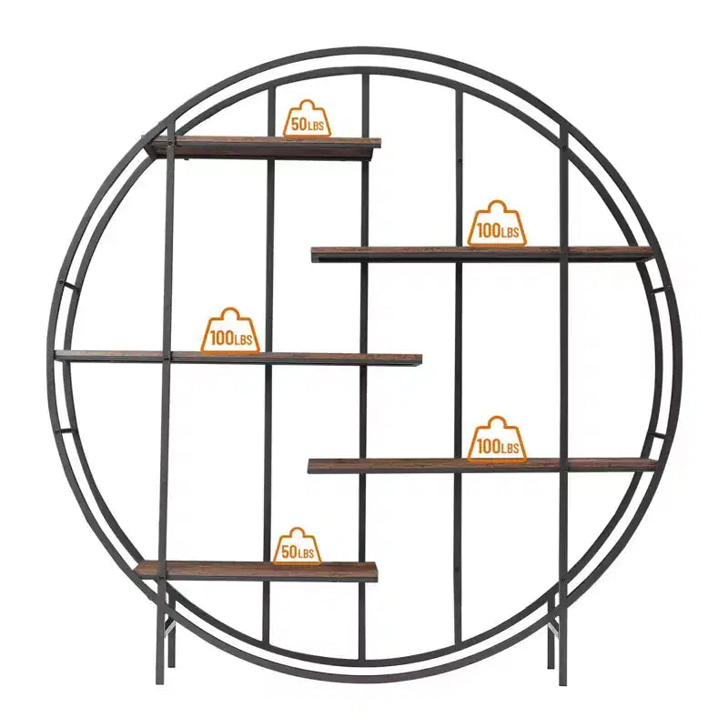 Espositore portavasi in metallo a 5 ripiani TROPOW, libreria e scaffale contenitore, per interni, soggiorno, terrazza, giardino, balcone. Marrone rustico.