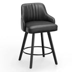 Karl Home Thick Padded Cushion Wood Legs Modern Bar Stool with 360 Rotation