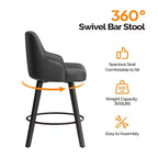 Sgabello da bar moderno Karl Home con gambe in legno, cuscino spesso imbottito e rotazione a 360°