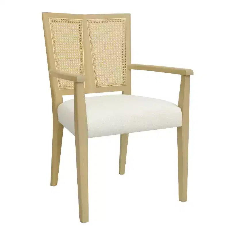 PexFix 2 Pezzi Poltroncine Moderne Imbottite in Tessuto Sedie da Pranzo con Schienale in Rattan Sedie da Cucina d'Accento con Gambe in Legno Massello Naturale