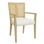 PexFix 2 Pezzi Poltroncine Moderne Imbottite in Tessuto Sedie da Pranzo con Schienale in Rattan Sedie da Cucina d'Accento con Gambe in Legno Massello Naturale