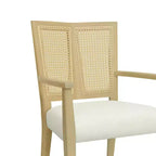 PexFix 2 Pezzi Poltroncine Moderne Imbottite in Tessuto Sedie da Pranzo con Schienale in Rattan Sedie da Cucina d'Accento con Gambe in Legno Massello Naturale