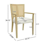 PexFix 2 Pezzi Poltroncine Moderne Imbottite in Tessuto Sedie da Pranzo con Schienale in Rattan Sedie da Cucina d'Accento con Gambe in Legno Massello Naturale